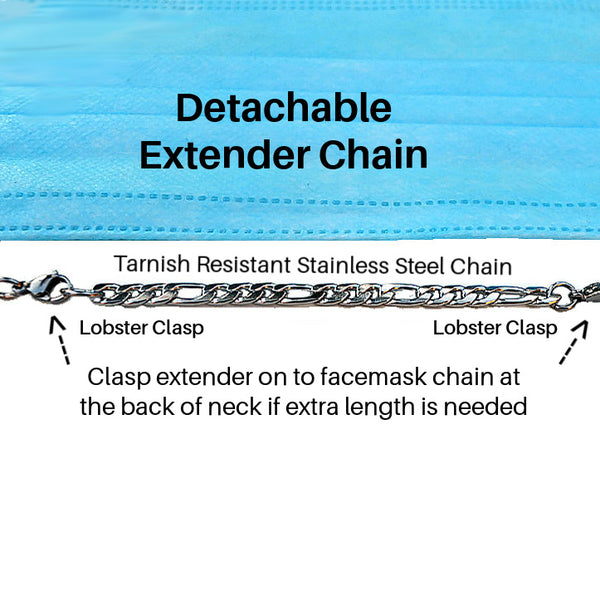 FACEMASK CHAIN ~ DOUBLE BLUE FROST (Stainless with blue beads)