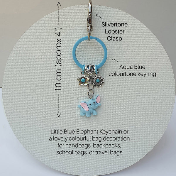 SILVERTONE Little Blue Elephant KEYCHAIN