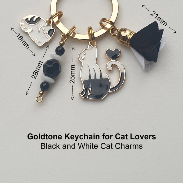 Goldtone Black and White KEYCHAIN