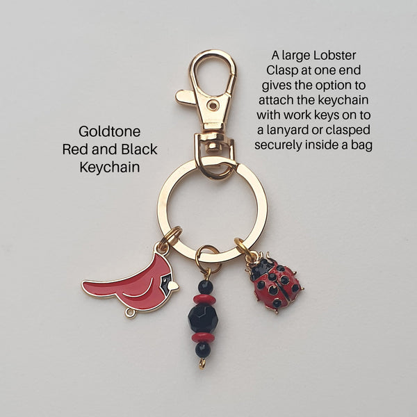 Goldtone Red and Black KEYCHAIN