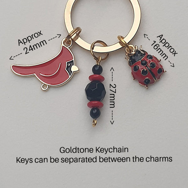 Goldtone Red and Black KEYCHAIN