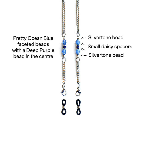 BLUE with a Touch of Purple (Grade 304 Stainless Steel Glasses Chain)