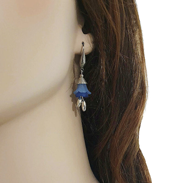 SHADES of BLUE FLOWER EARRINGS