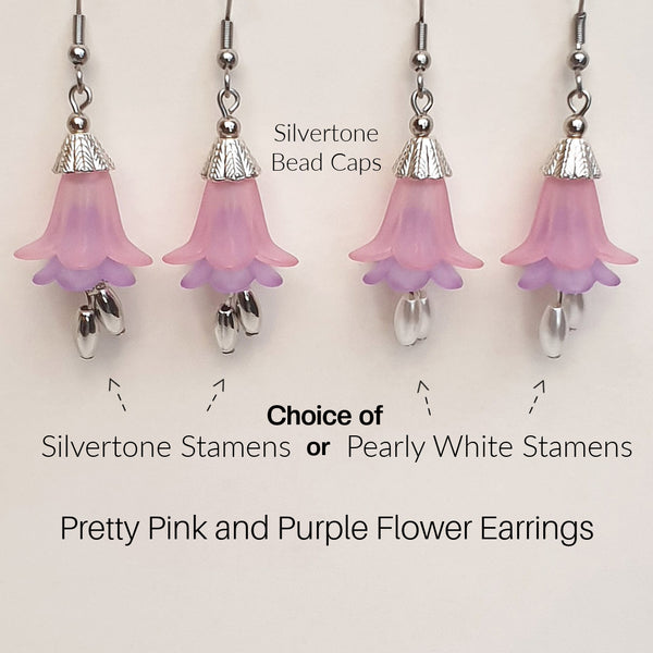 PINK and PURPLE FLOWER EARRINGS