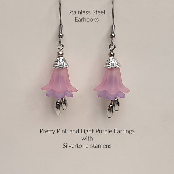 PINK and PURPLE FLOWER EARRINGS