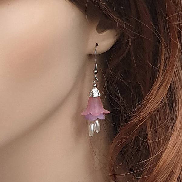 PINK and PURPLE FLOWER EARRINGS