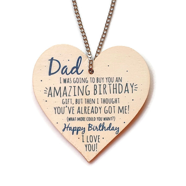 WOODEN HEART KEEPSAKE Happy Birthday DAD