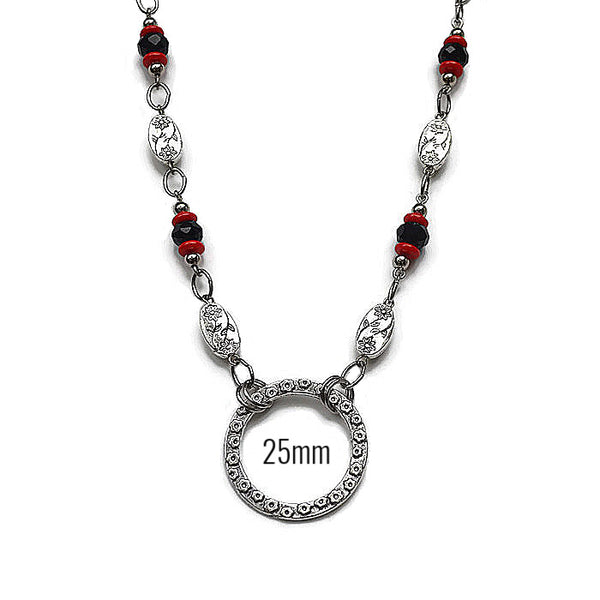 TIMELESS BLACK and RED LANYARD Necklace (Stainless Steel Chain)  - SPECLACE