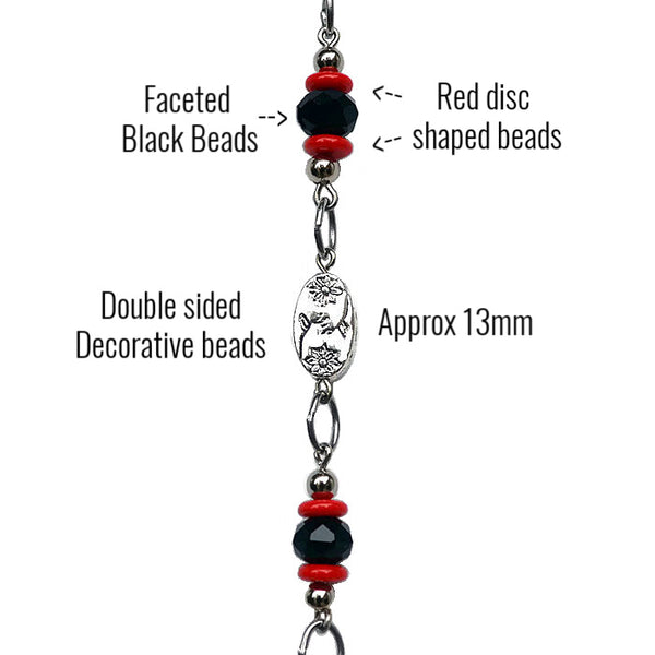 TIMELESS BLACK and RED LANYARD Necklace (Stainless Steel Chain)  - SPECLACE