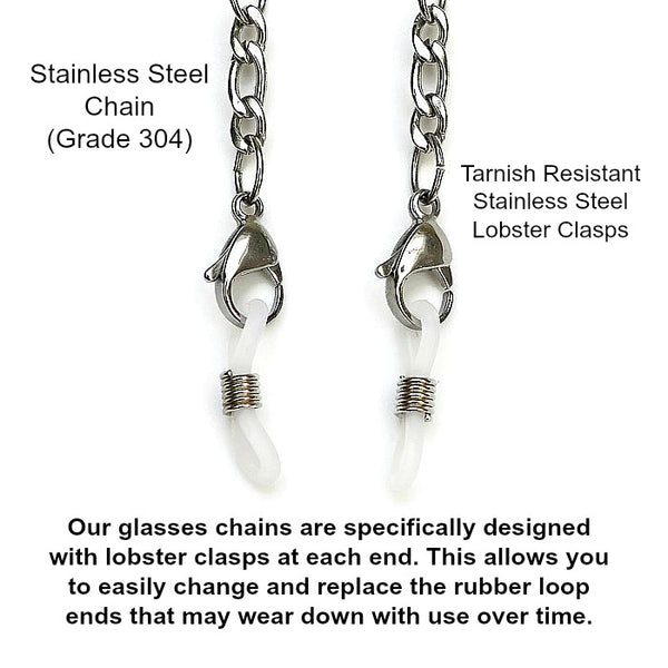 SHADES of BLUE with WHITE RUBBER LOOPS (Grade 304 Stainless Steel Chain)  - SPECLACE