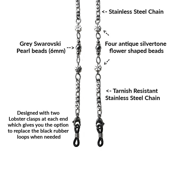 DAISY DROPS with BLACK RUBBER LOOPS (Grade 304 Stainless Steel Chain)  - SPECLACE