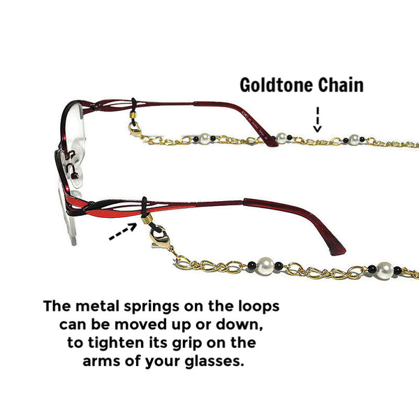 GOLDEN DELIGHT Glasses Chain with BLACK RUBBER LOOPS  - SPECLACE