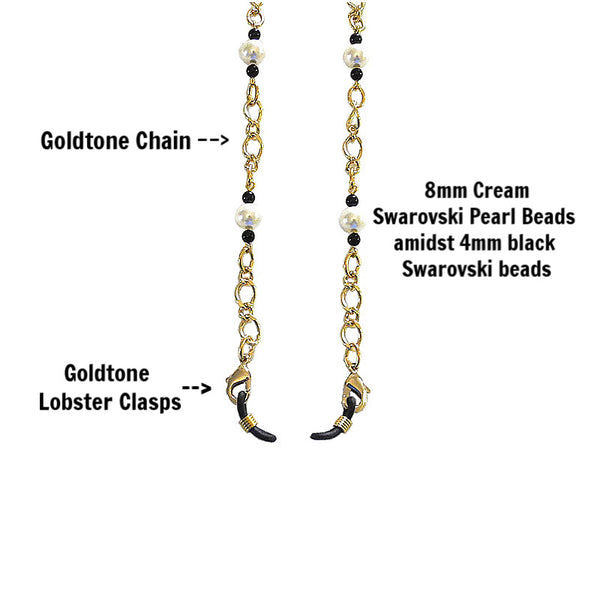 GOLDEN DELIGHT Glasses Chain with BLACK RUBBER LOOPS  - SPECLACE