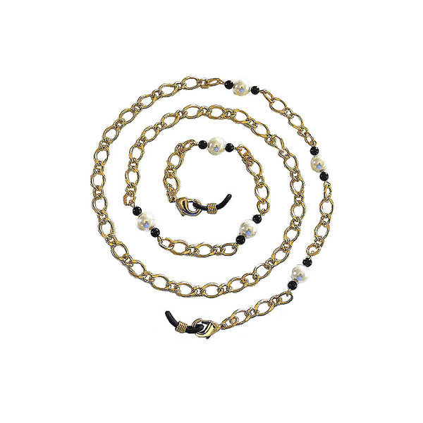 GOLDEN DELIGHT Glasses Chain with BLACK RUBBER LOOPS  - SPECLACE