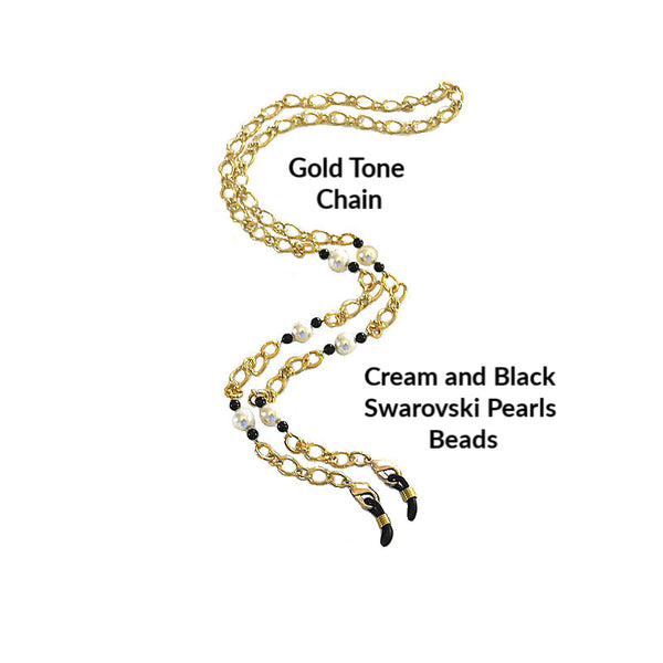 GOLDEN DELIGHT Glasses Chain with BLACK RUBBER LOOPS  - SPECLACE