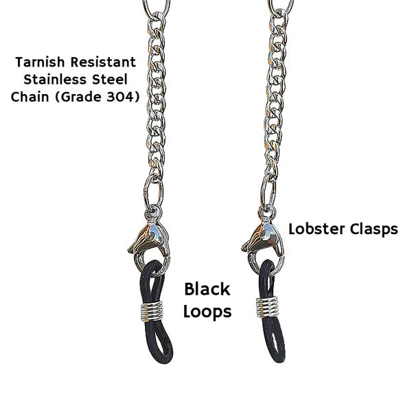 SHADES of PINK with RUBBER LOOPS (Tarnish Resistant Stainless Steel Chain)