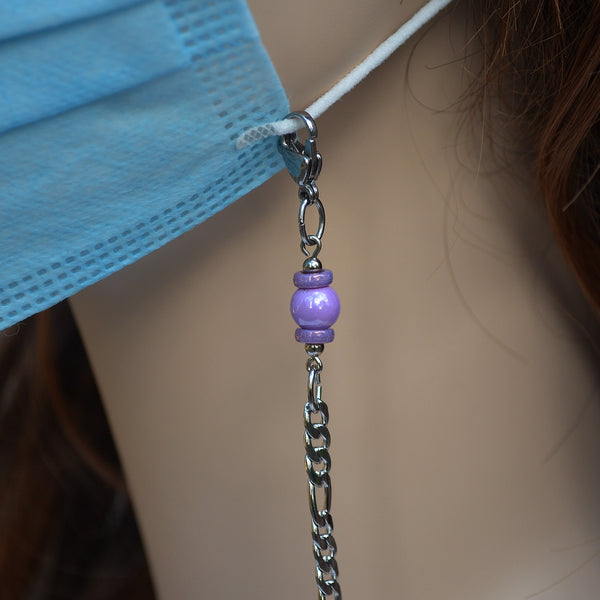 FACEMASK CHAIN ~ SHADES OF VIOLET (Tarnish Resistant Stainless Steel)