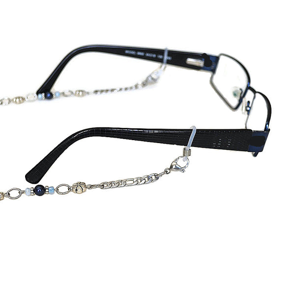 SHADES of BLUE with WHITE RUBBER LOOPS (Grade 304 Stainless Steel Chain)  - SPECLACE