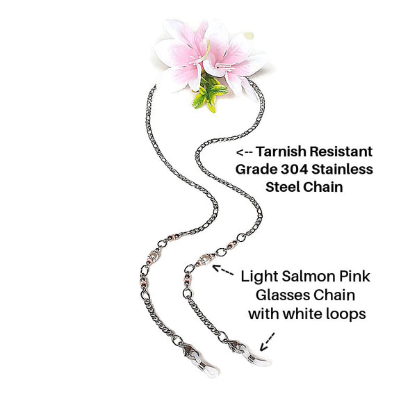 SHADES of PINK with RUBBER LOOPS (Tarnish Resistant Stainless Steel Chain)